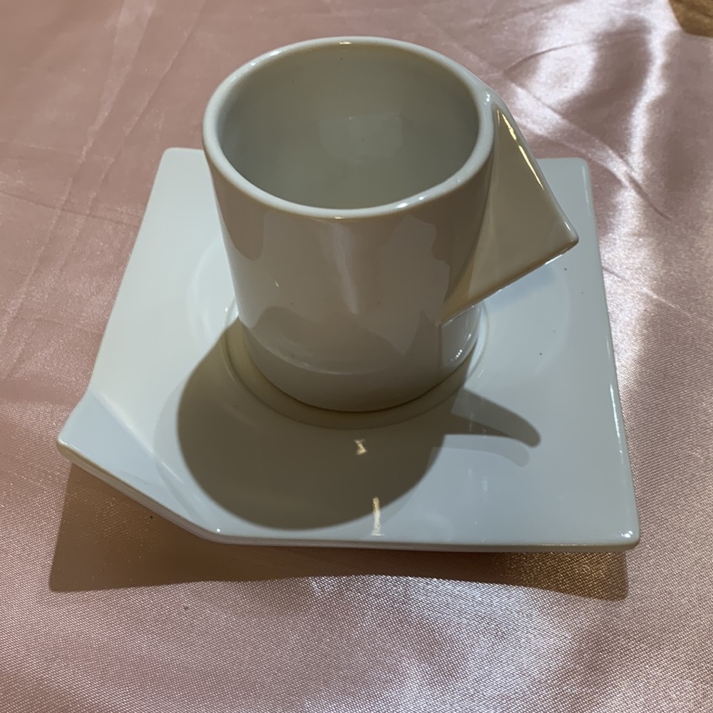 COPY - Pier 1 Beautiful pair of White Cappuccino Cups & Saucers